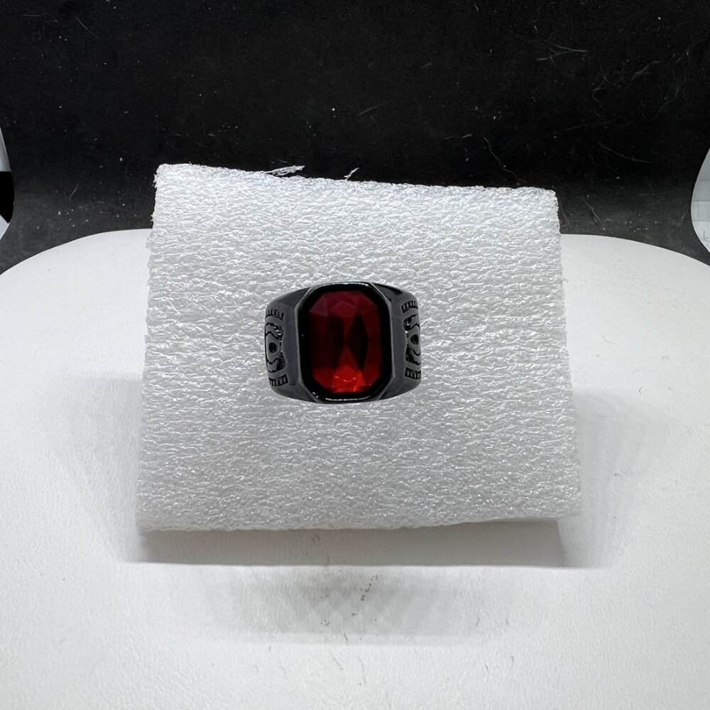 Red CZ Black Ring - Size 9.25